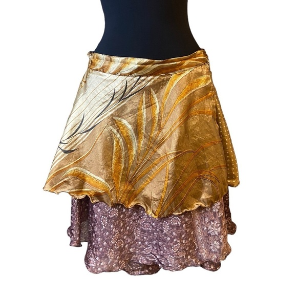 Kariza Designs Gold Purple Silk Reversible Wrap Skirt - Picture 12 of 16